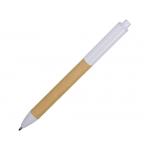 Ручка картонная пластиковая шариковая Эко 2.0, бежевый/белый, фото 1