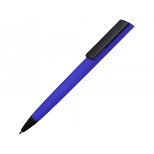 Ручка пластиковая soft-touch шариковая Taper, синий/черный - купить оптом