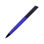 Ручка пластиковая soft-touch шариковая Taper, синий/черный, фото 1