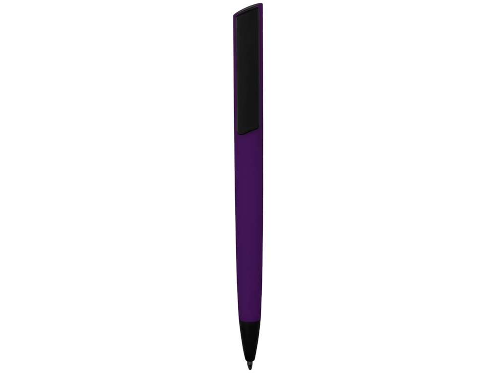 Ручка пластиковая soft-touch шариковая Taper, фиолетовый/черный - купить оптом