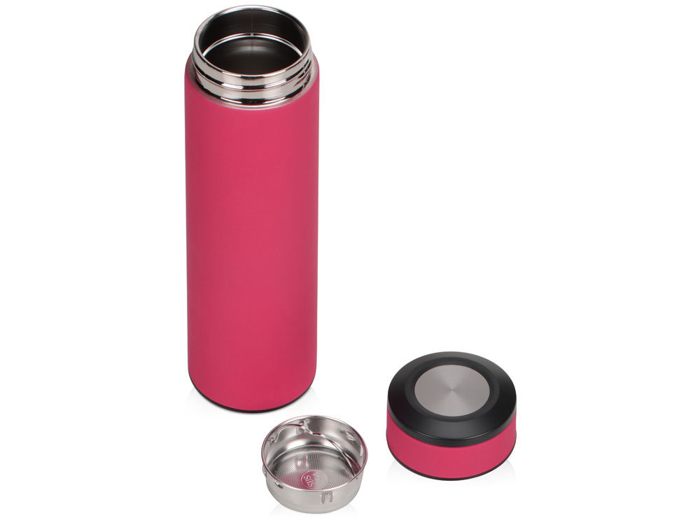 Термос Confident с покрытием soft-touch 420мл, розовый - купить оптом