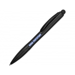 Ручка-стилус шариковая Light, черная с синей подсветкой, черный
