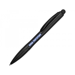 Ручка-стилус шариковая Light, черная с синей подсветкой, черный - купить оптом