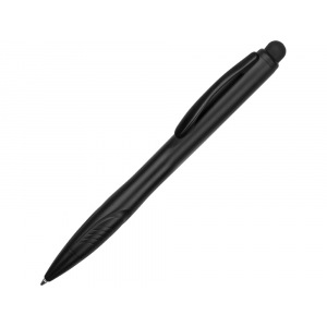 Ручка-стилус шариковая Light, черная с синей подсветкой, черный - купить оптом