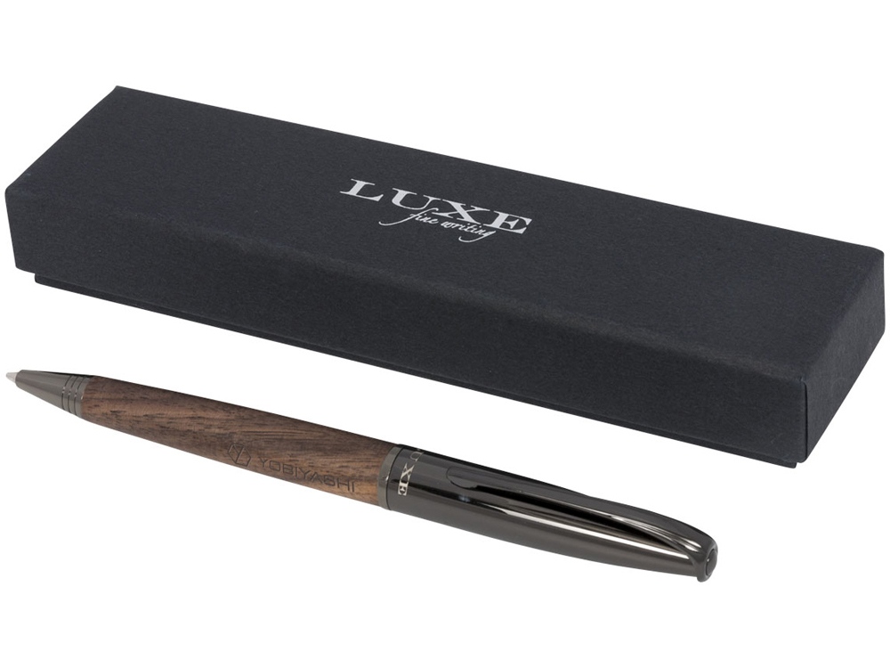 Шариковая ручка с деревянным корпусом Loure, черный/коричневый - купить оптом