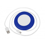 Беспроводное зарядное устройство со встроенным кабелем 2-в-1 Disc, синий, фото 1