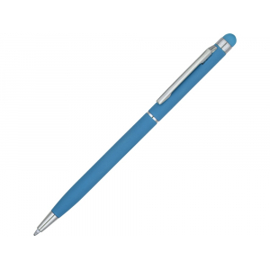 Ручка-стилус шариковая Jucy Soft с покрытием soft touch, голубой - купить оптом