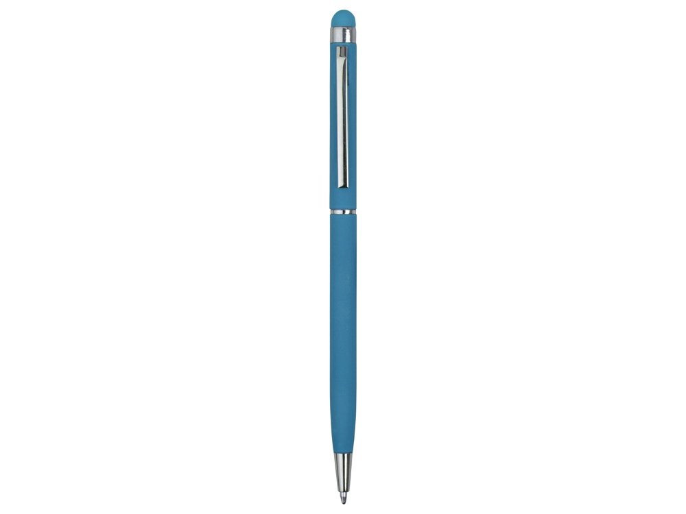 Ручка-стилус шариковая Jucy Soft с покрытием soft touch, голубой - купить оптом