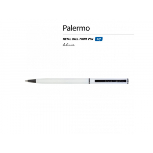 Ручка шариковая автоматическая BrunoVisconti, 0.7 мм, синяя PALERMO (белый металлический корпус) - купить оптом
