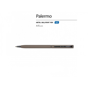 Ручка Palermo шариковая  автоматическая, серый металлический корпус  0,7 мм, синяя - купить оптом