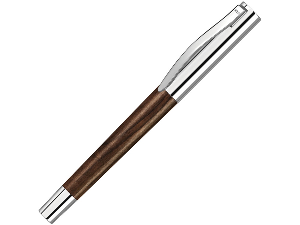 Ручка роллер TITAN WOOD R, синий, 0.7 мм, коричневый/серебряный - купить оптом