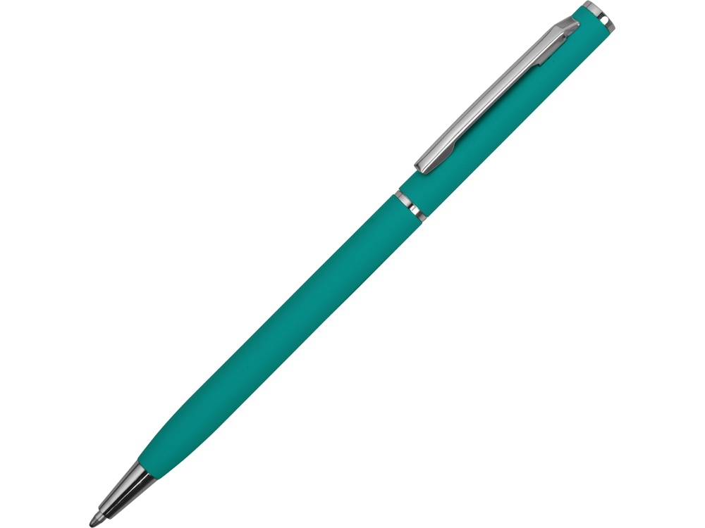 Ручка металлическая шариковая Атриум с покрытием софт-тач, бирюзовый - купить оптом