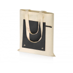Складная хлопковая сумка для шопинга Gross с карманом, черный, фото 1