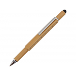 Ручка-стилус из бамбука Tool с уровнем и отверткой, натуральный, серебристый