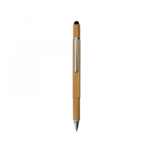 Ручка-стилус из бамбука Tool с уровнем и отверткой, натуральный, серебристый - купить оптом