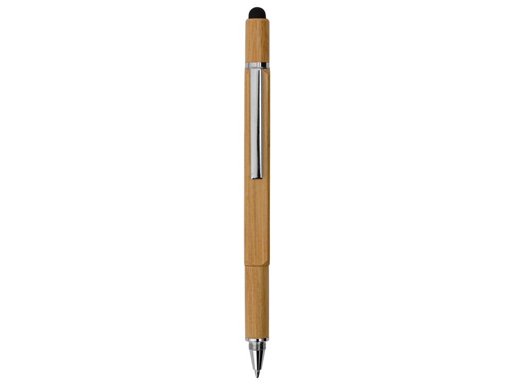 Ручка-стилус из бамбука Tool с уровнем и отверткой, натуральный, серебристый - купить оптом
