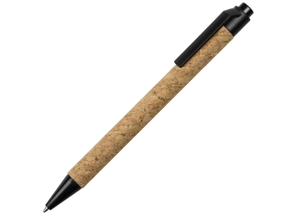 Ручка из пробки и переработанной пшеницы шариковая Evora, пробка/черный - купить оптом