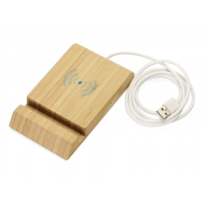 Беспроводное зарядное устройство из бамбука Jetty, 10 Вт, натуральный - купить оптом