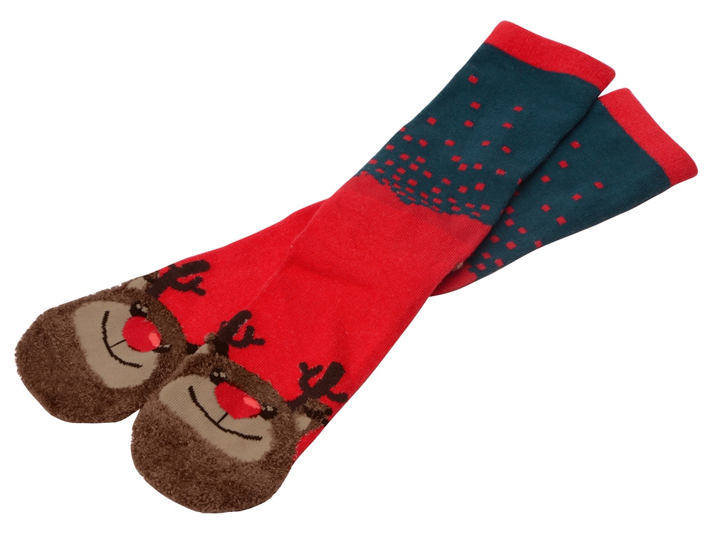 Набор носков с рождественской символикой в мешке мужские, 2 пары, красный - купить оптом
