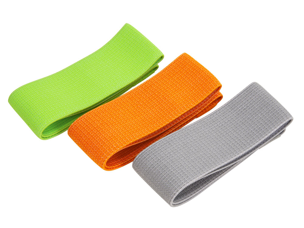 Набор тканевых фитнес резинок, 5см, зеленый, оранжевый, серый - купить оптом