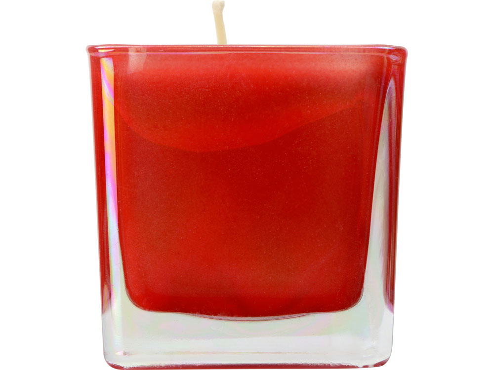 Свеча парафиновая парфюмированная в стекле Palo, красная, белый, красный - купить оптом