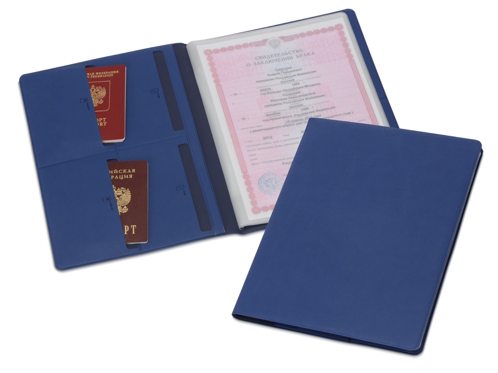 Органайзер Favor для семейных документов на 4 комплекта документов, формат А4, синий - купить оптом