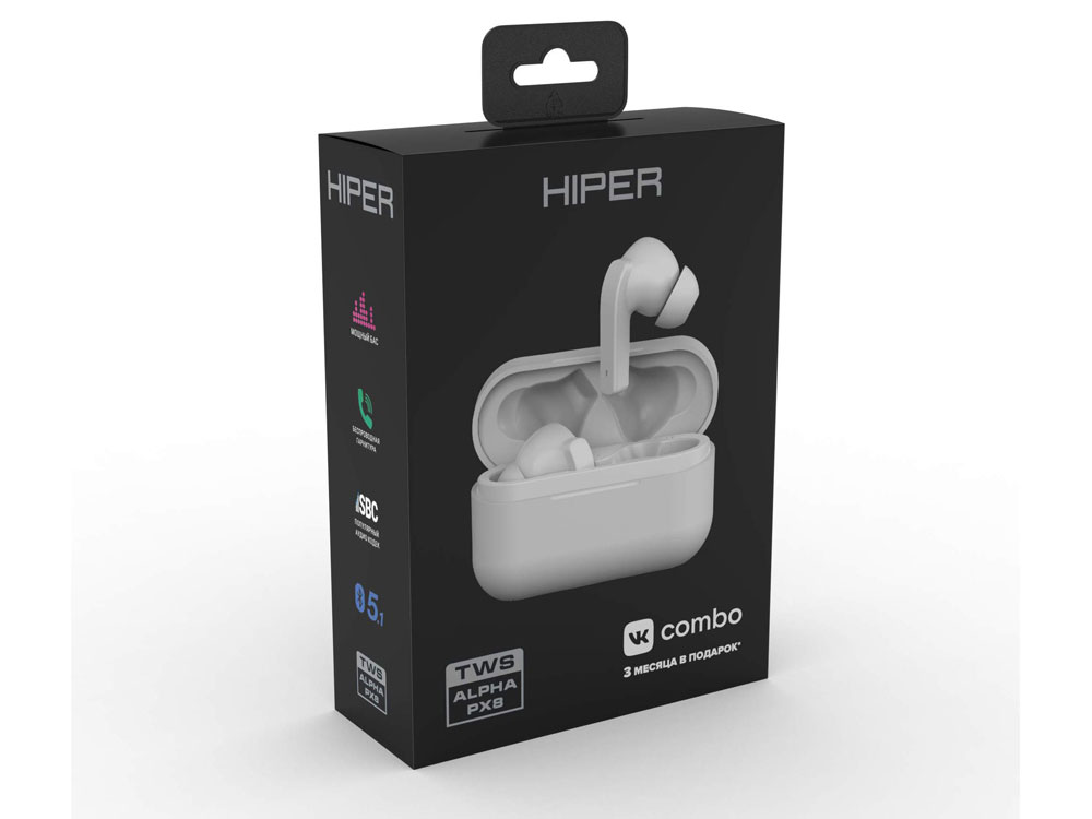 Беспроводные наушники HIPER TWS Alpha PX8 (HTW-APX8) Bluetooth 5.0 гарнитура, Белый, белый - купить оптом