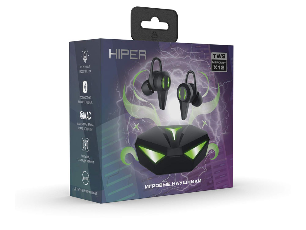 Беспроводные наушники HIPER TWS Mercury X12 (HTW-MX12) Bluetooth 5.1 гарнитура, Черный, черный - купить оптом