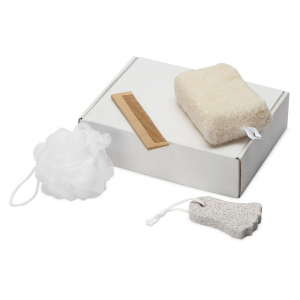 Подарочный набор для душа Leela Enjoy, натуральный, белый, серый - купить оптом