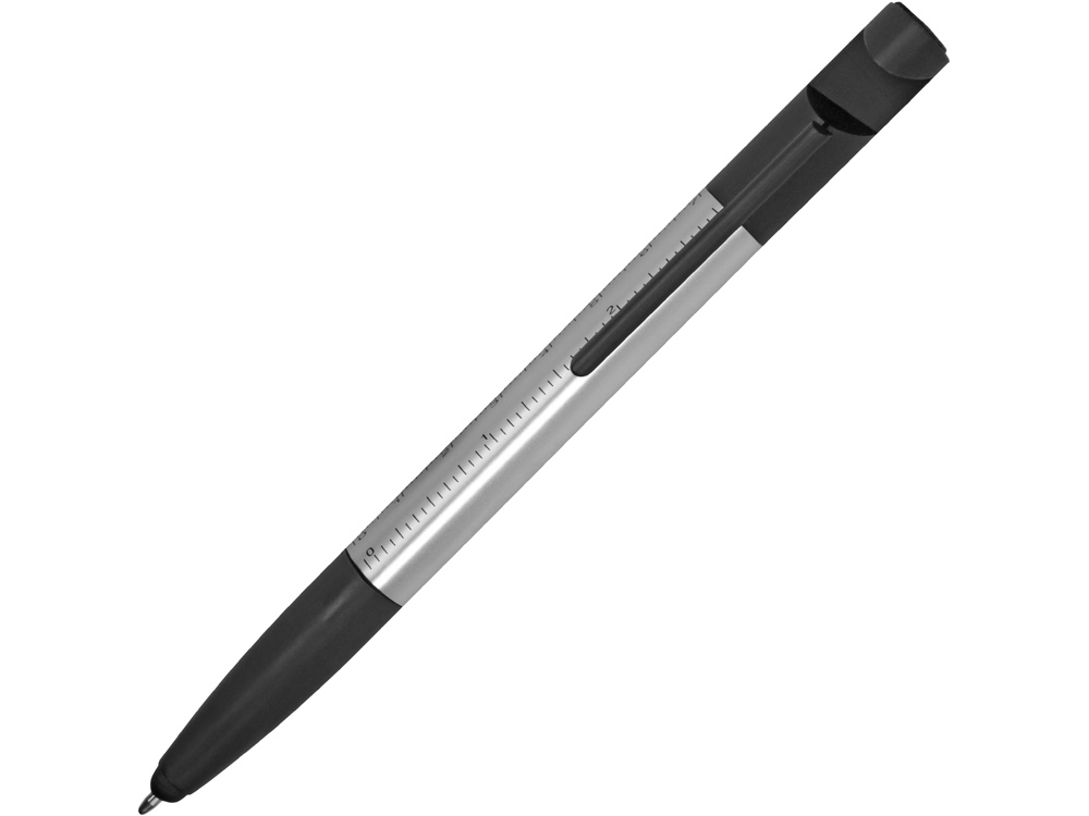 Ручка-стилус пластиковая шариковая многофункциональная (6 функций) Multy, серебристый - купить оптом