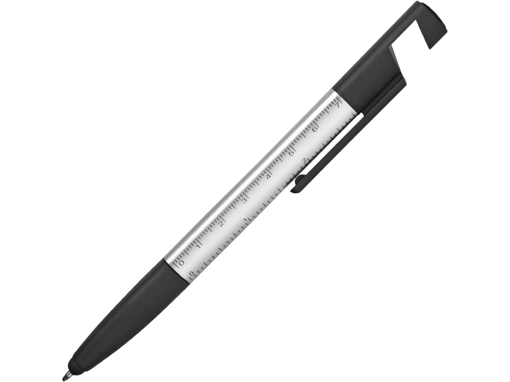 Ручка-стилус пластиковая шариковая многофункциональная (6 функций) Multy, серебристый - купить оптом