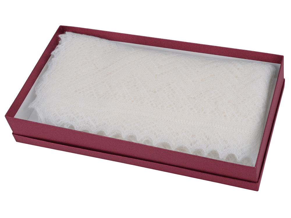 Оренбургский пуховый платок в подарочной коробке, белый - купить оптом