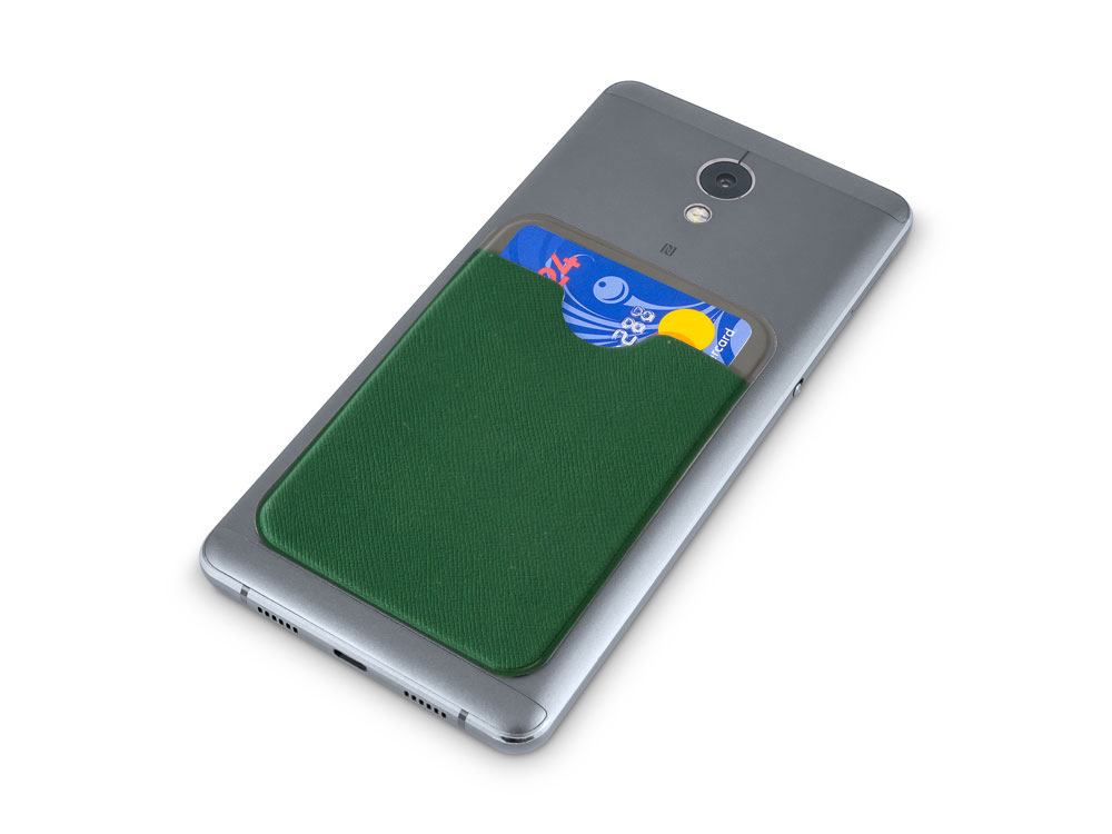 Чехол-картхолдер Favor на клеевой основе на телефон для пластиковых карт и и карт доступа, темно-зеленый - купить оптом