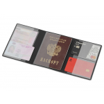Обложка на магнитах для автодокументов и паспорта Favor, черная, черный, фото 1