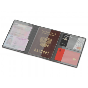 Обложка на магнитах для автодокументов и паспорта Favor, красная/серая, красный/серый - купить оптом
