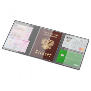 Обложка на магнитах для автодокументов и паспорта Favor, темно-синяя, темно-синий - купить оптом