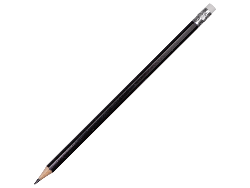 Шестигранный карандаш с ластиком Presto, черный - купить оптом