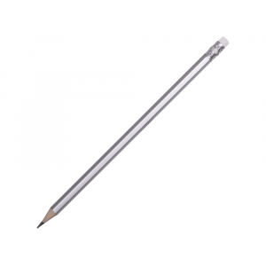 Шестигранный карандаш с ластиком Presto, серебряный, серебристый - купить оптом