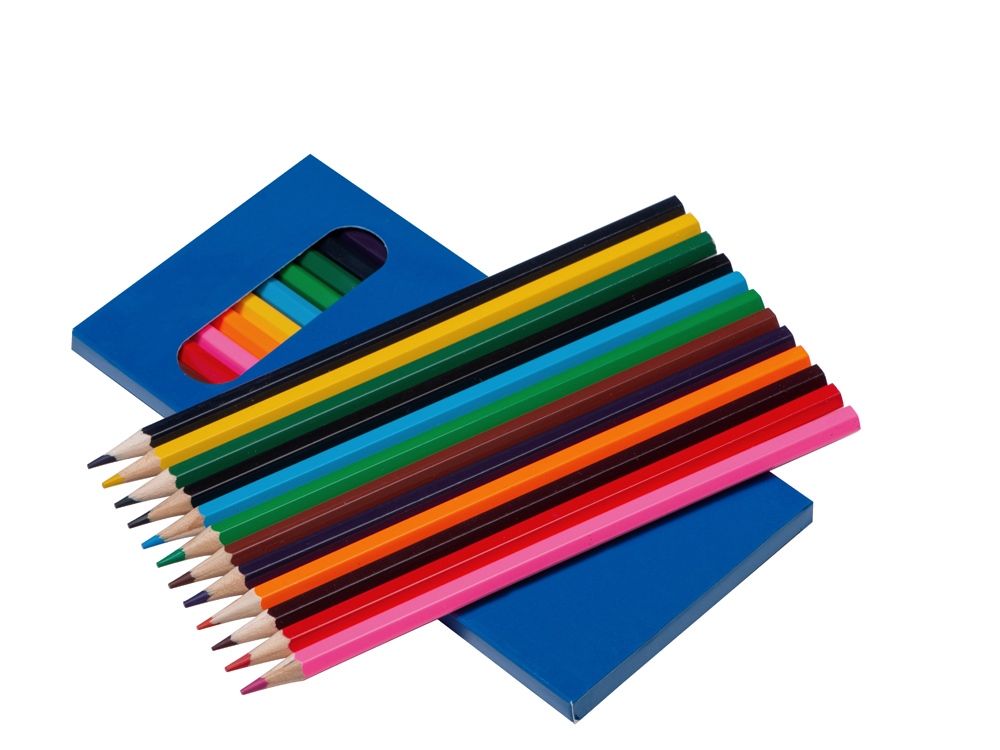Набор из 12 цветных карандашей Hakuna Matata, синий, упаковка- синий, карандаши- разноцветный - купить оптом