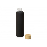 Стеклянная бутылка с бамбуковой крышкой Foggy, 600мл, черный, фото 1