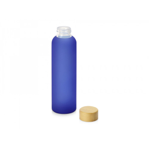 Стеклянная бутылка с бамбуковой крышкой Foggy, 600мл, синий - купить оптом