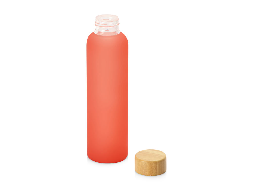 Стеклянная бутылка с бамбуковой крышкой Foggy, 600мл, красный - купить оптом