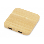 USB-хаб с беспроводной зарядкой из бамбука Plato, натуральный