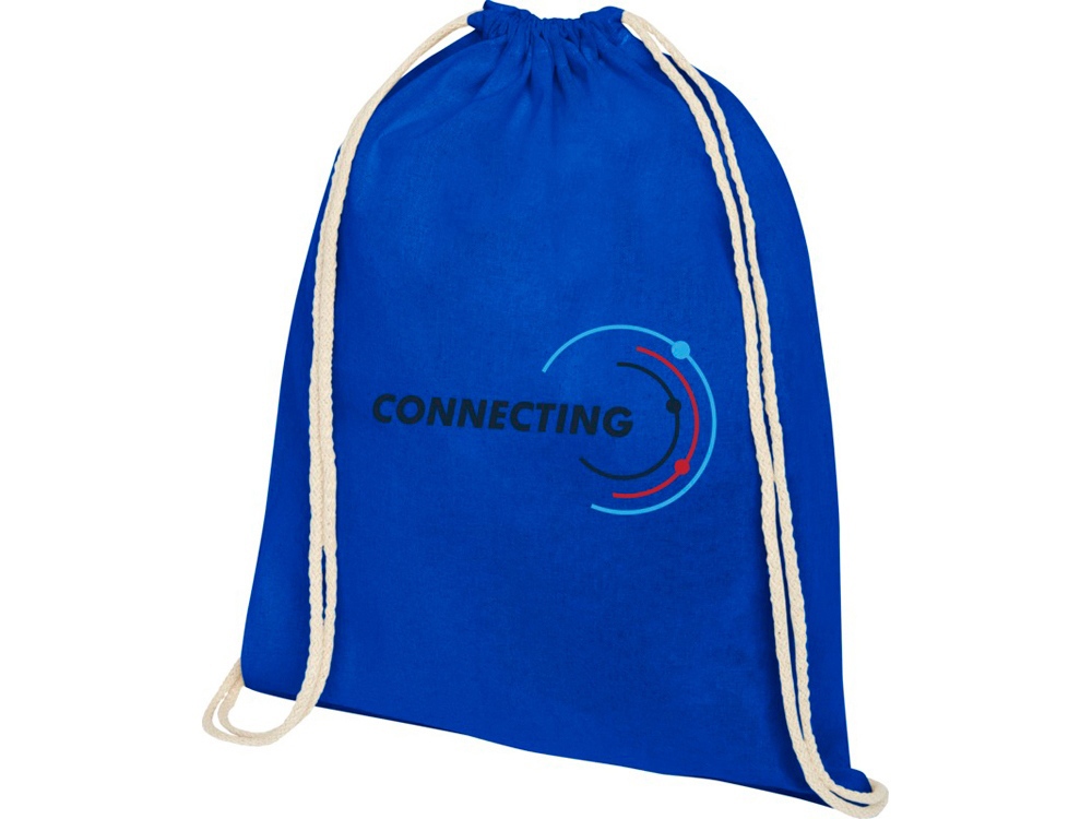 Рюкзак со шнурком Tenes из хлопка плотностью 140 г/м2, синий - купить оптом