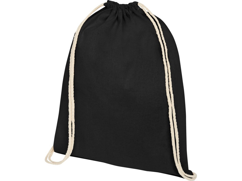 Рюкзак со шнурком Tenes из хлопка плотностью 140 г/м2, черный - купить оптом