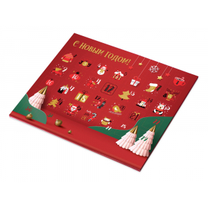Шоколадный адвент-календарь Festive, красный - купить оптом