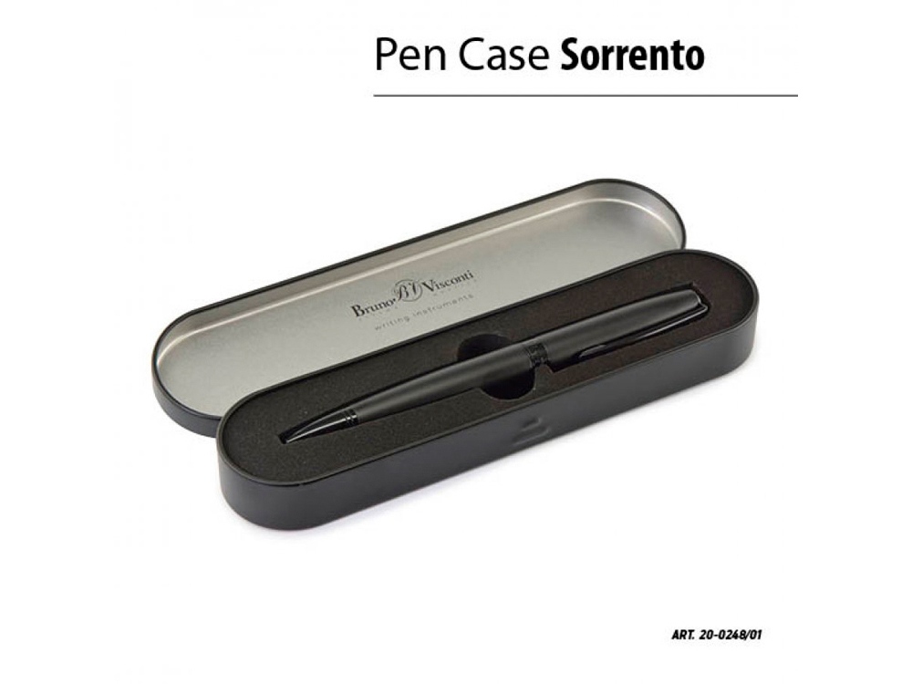 Ручка роллер BrunoVisconti0.7 мм, синяя, в чёрном футляреSORRENTO (черный металлический корпус) - купить оптом