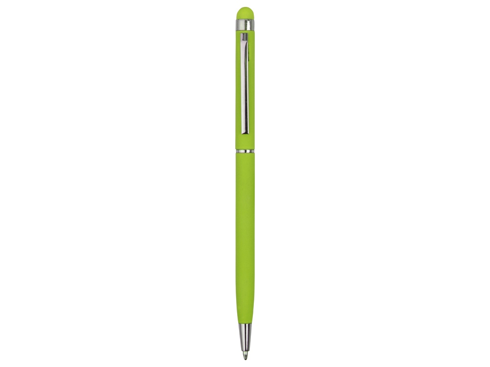 Ручка-стилус шариковая Jucy Soft с покрытием soft touch, зеленое яблоко (Р) - купить оптом