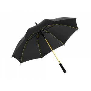 Зонт-трость 1084 Colorline с цветными спицами и куполом из переработанного пластика, черный/желтый - купить оптом