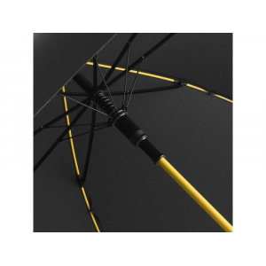 Зонт-трость 1084 Colorline с цветными спицами и куполом из переработанного пластика, черный/желтый - купить оптом